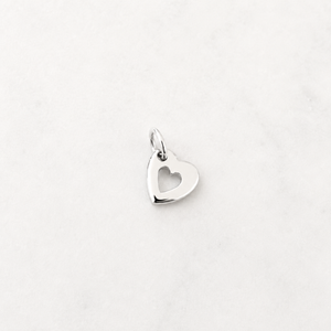 Puff Heart with Inner Cut Out Charm - Sterling Silver
