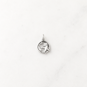 Aeroplane Flying Over the Continent Charm - Sterling Silver