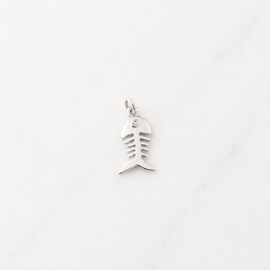Fishbone Charm - Sterling Silver