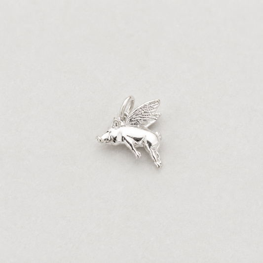Flying Pig Charm - Sterling Silver