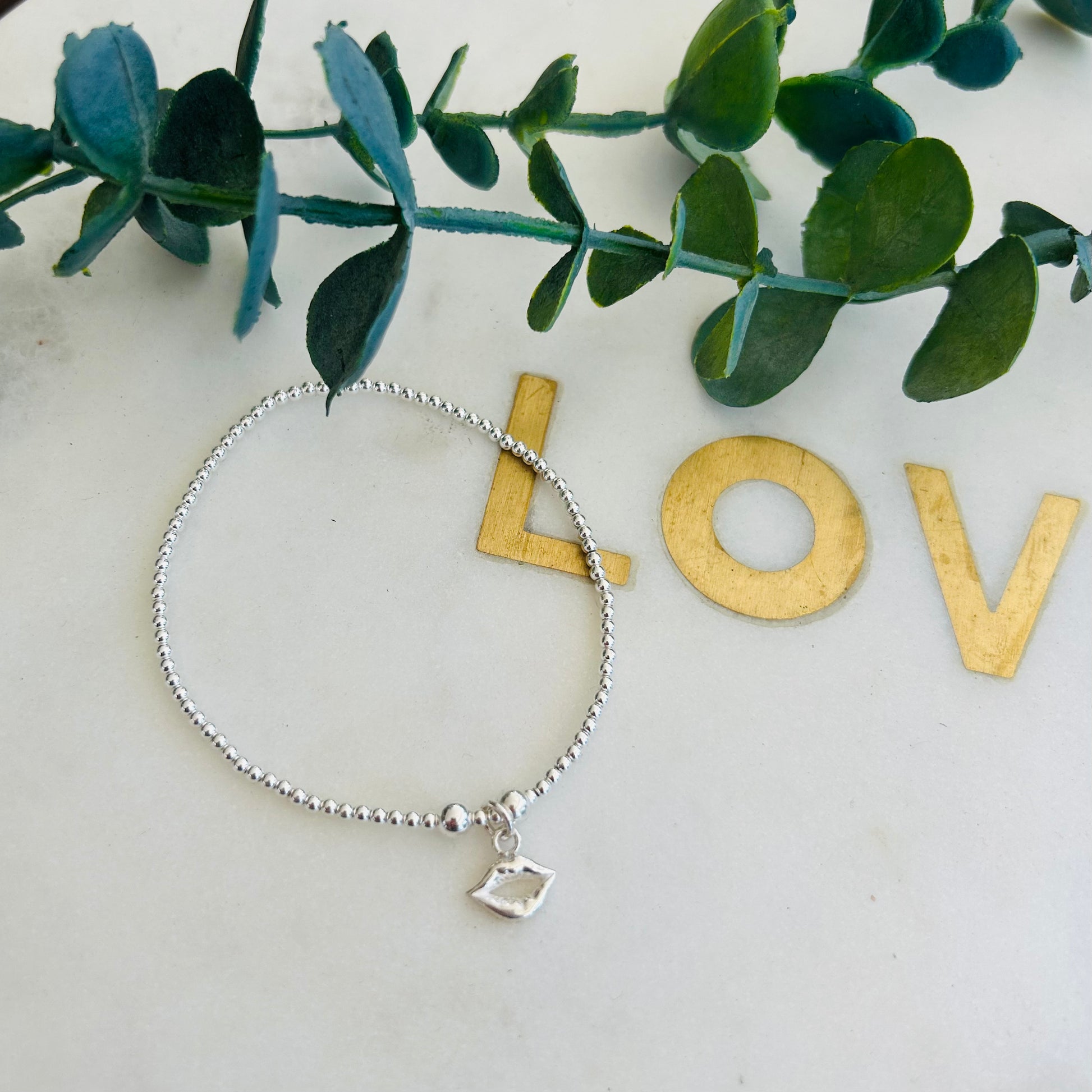 2mm & Cute Lips Bracelet - Sterling Silver