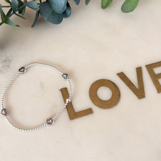 Heart Bead Bracelet - Sterling Silver