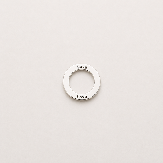 “Love” Circle Charm - Sterling Silver