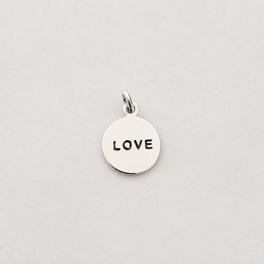 “Love” Disc Charm - Sterling Silver