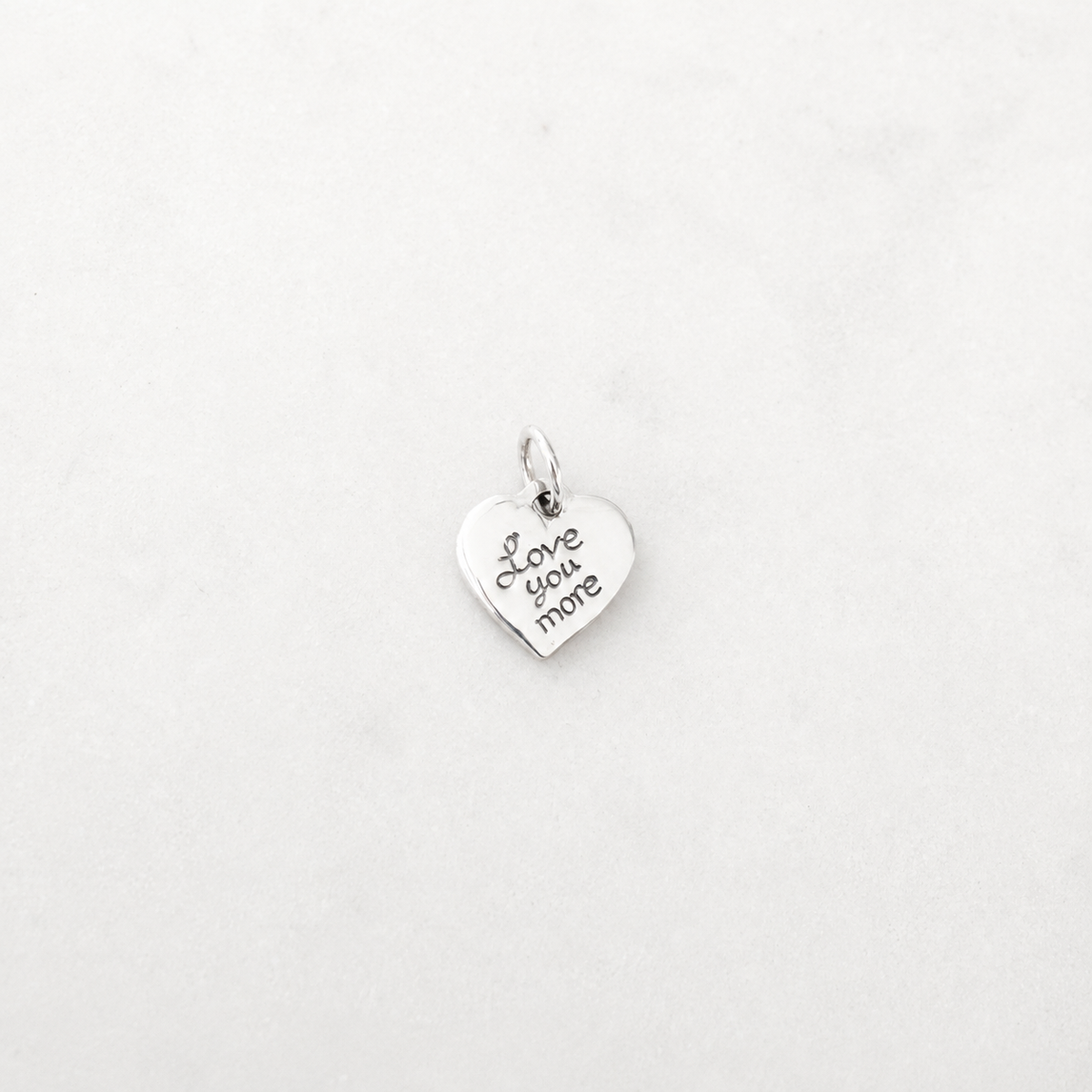 “Love You More” Heart Charm - Sterling Silver