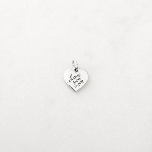 “Love You More” Heart Charm - Sterling Silver