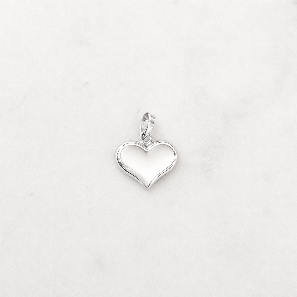 Medium Puff Heart Charm - Sterling Silver