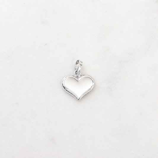 Medium Puff Heart Charm - Sterling Silver