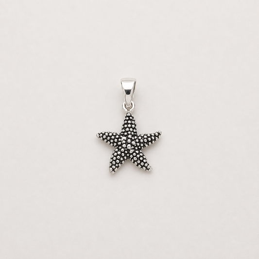 Oxidised Star Fish Charm - Sterling Silver