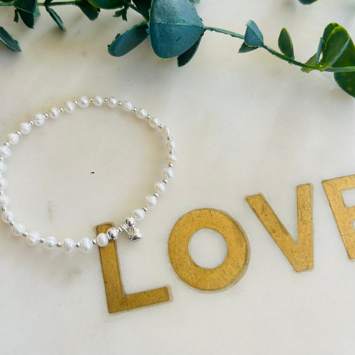 2mm & Pearl Combination Bracelet - Sterling Silver