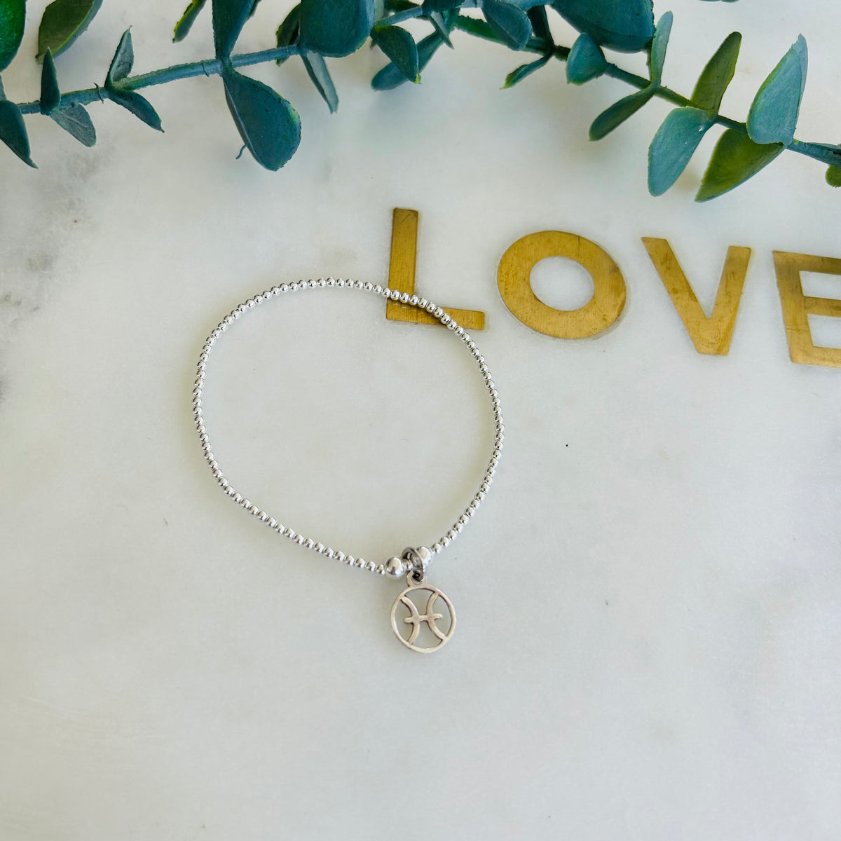 & Pisces Symbol Bracelet - Sterling Silver