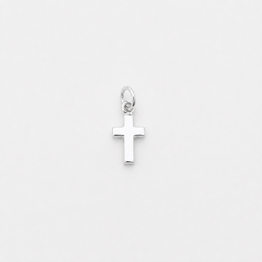 Puff Cross Charm - Sterling Silver