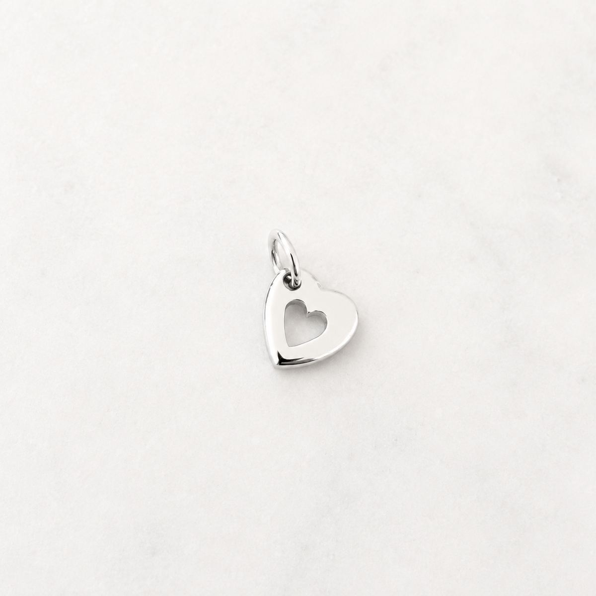 Puff Heart with Inner Cut Out Charm - Sterling Silver