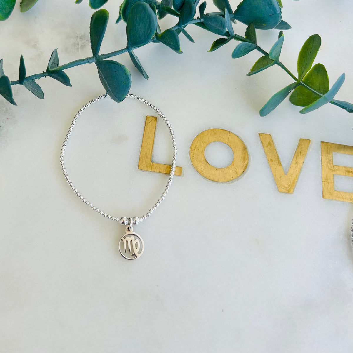 2mm & Virgo Symbol Bracelet - Sterling Silver