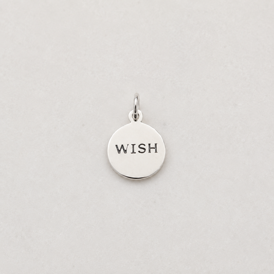 “Wish” Disc Charm - Sterling Silver