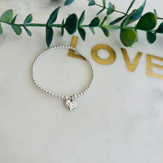 3mm XO Heart Bracelet - Sterling Silver