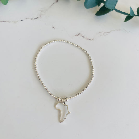 2mm Africa Outline Bracelet - Sterling Silver