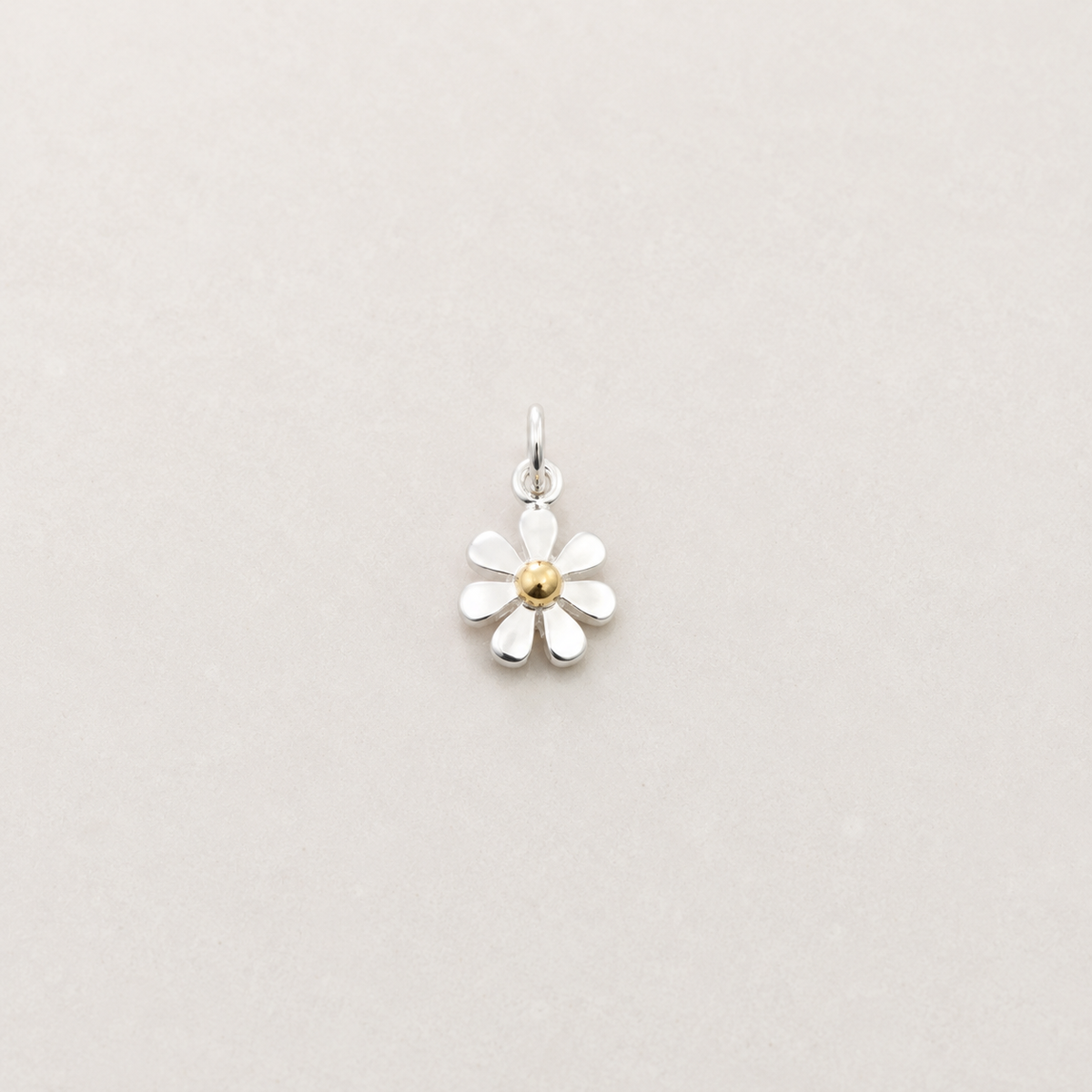 white & Yellow Detail Daisy Charm - Sterling Silver