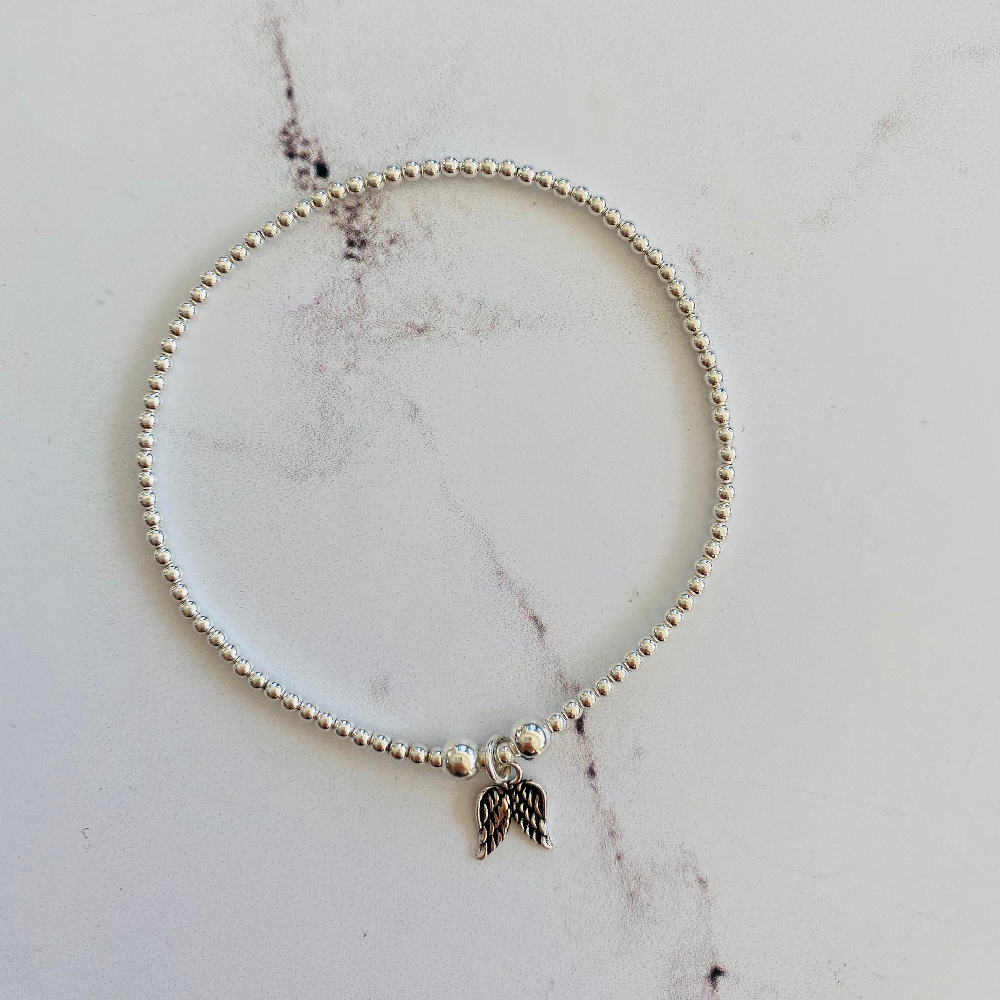 2mm Double Angel Wing Bracelet - Sterling Silver