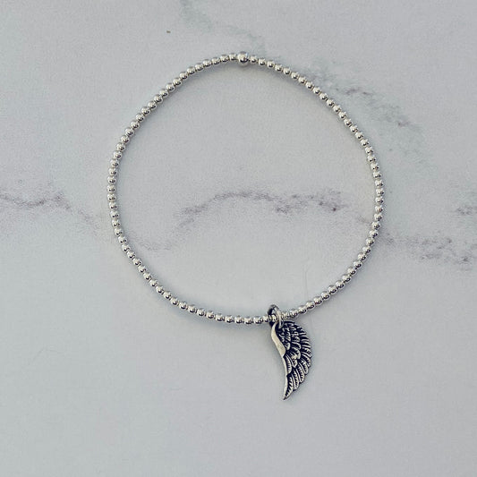 2mm Angel Wing Bracelet - Sterling Silver