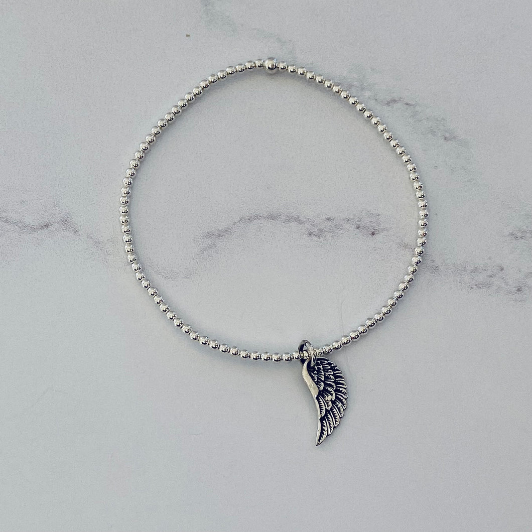 2mm Sterling Silver Angel Wing Bracelet