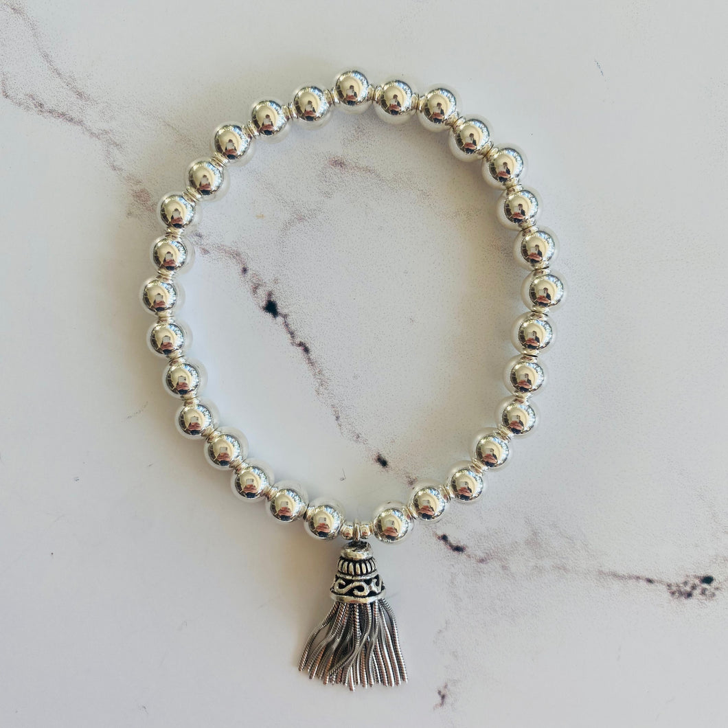 6mm Sterling Silver with Chunky Tassel Bracelet