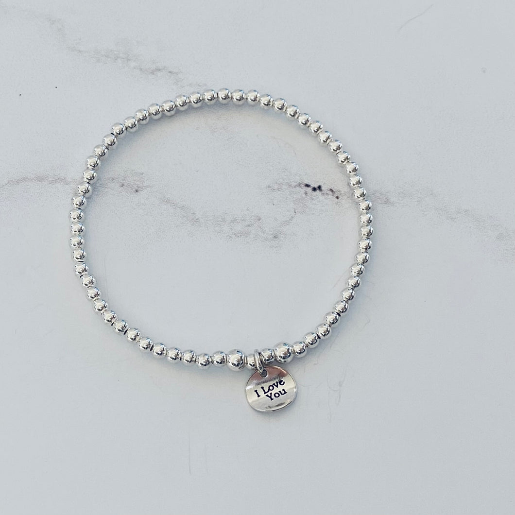 3mm I Love You Disc Bracelet