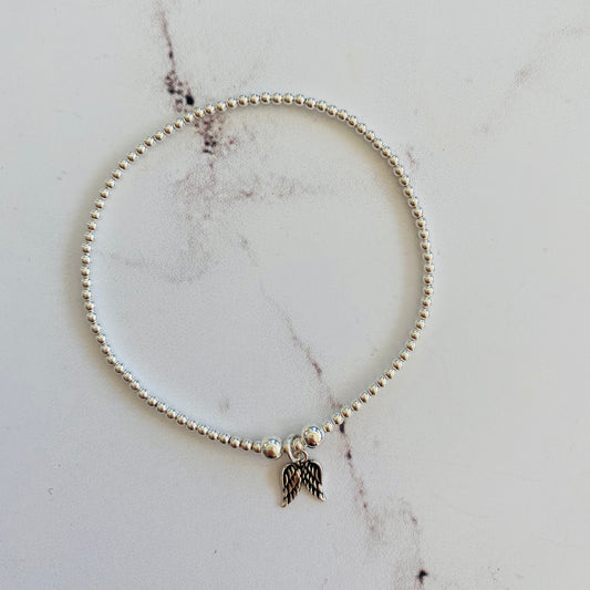 2mm Double Angel Wing Bracelet - Sterling Silver