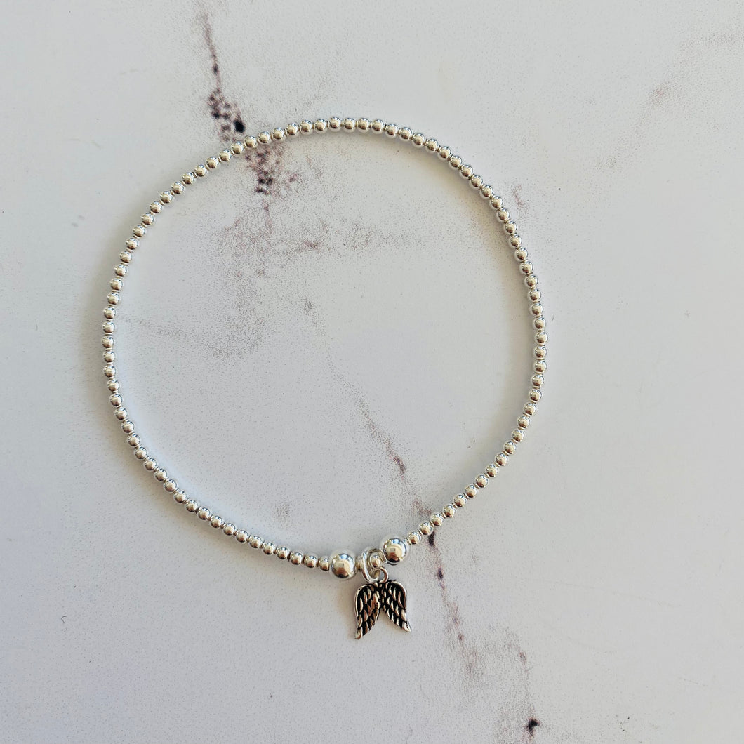 2mm Sterling Silver Double Angel Wing Bracelet