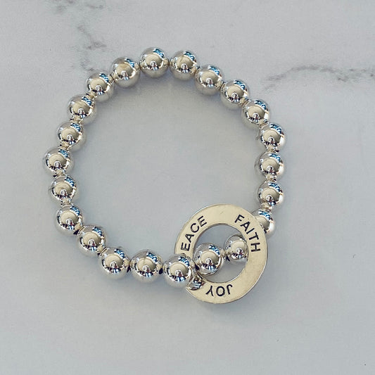 8mm Faith, Joy, Peace Bracelet