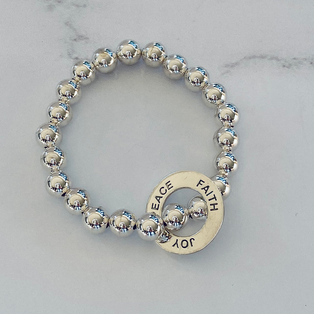 8mm Faith, Joy, Peace Bracelet