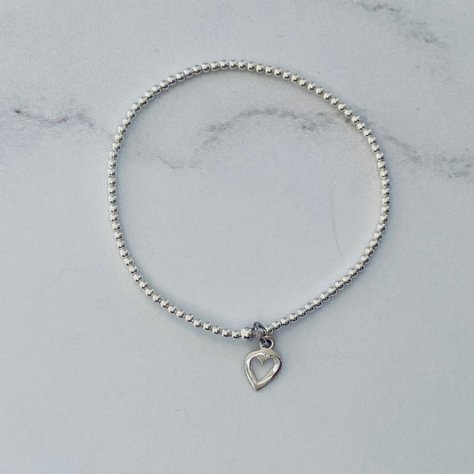 2mm Cut Out Heart Bracelet - Sterling Silver