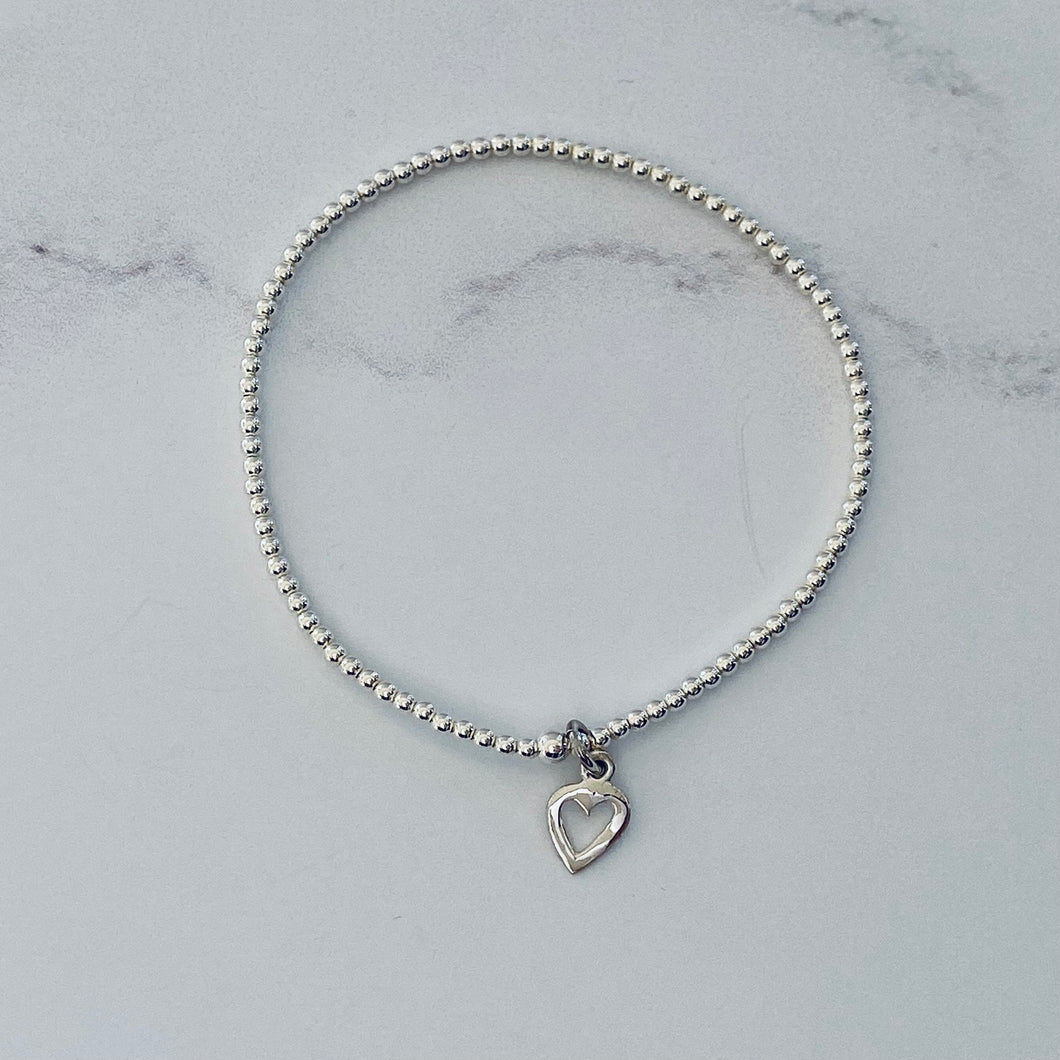 2mm Sterling Silver Cut Out Heart Bracelet