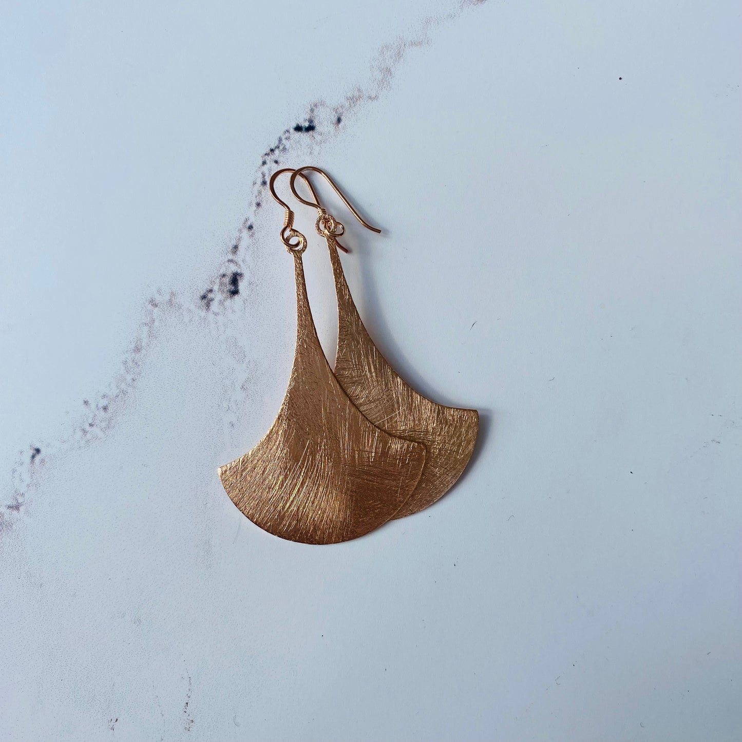 Rose Gold Plated Brushed Earrings - Sterling Silver