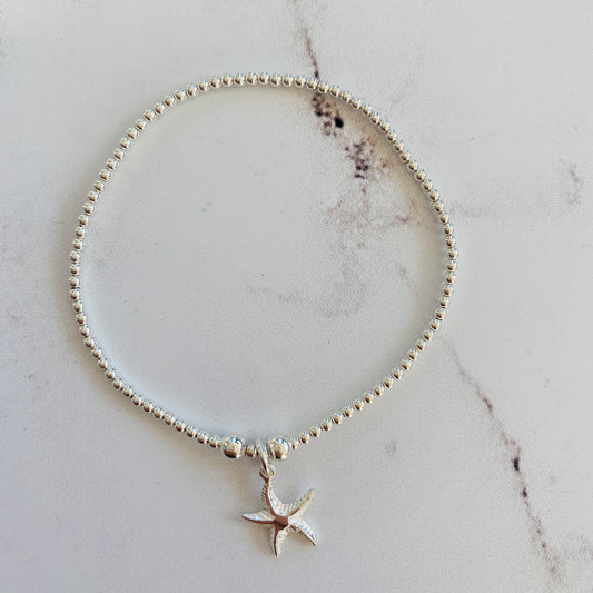 2mm & Star Fish Bracelet - Sterling Silver