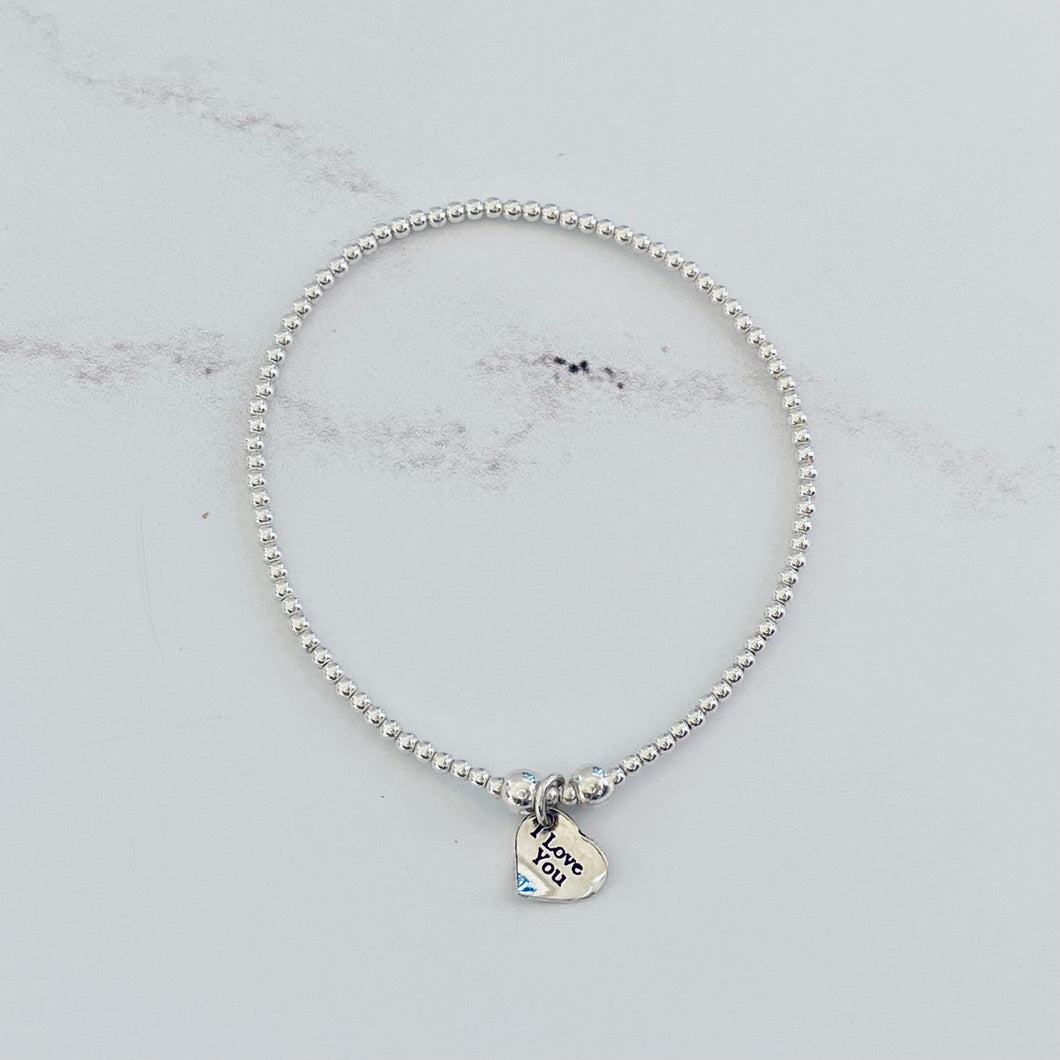 2mm I Love You Heart Bracelet