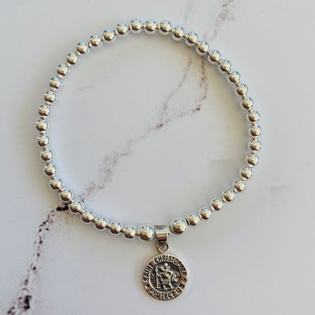 4mm Sterling Silver St Christopher Bracelet