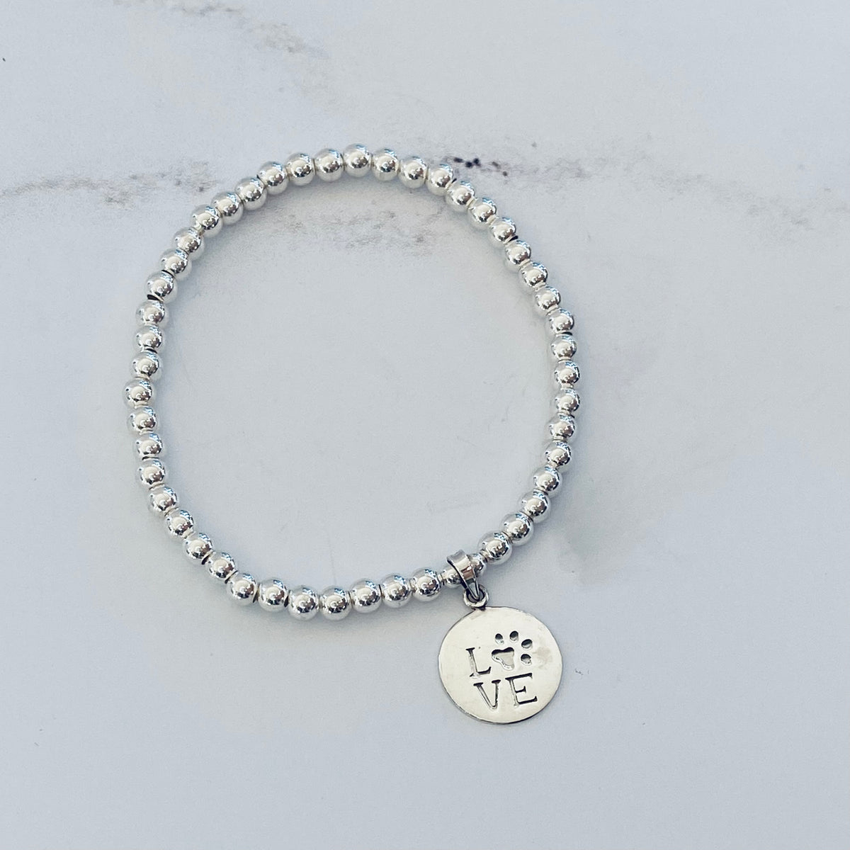 4mm Love Paw Print Disc Bracelet