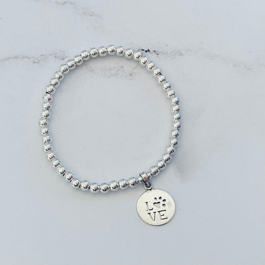4mm Love Paw Print Disc Bracelet