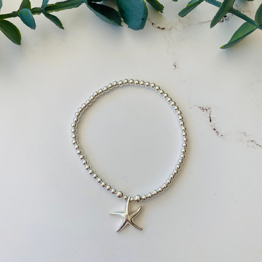 3mm Sterling Silver Solid Starfish Bracelet