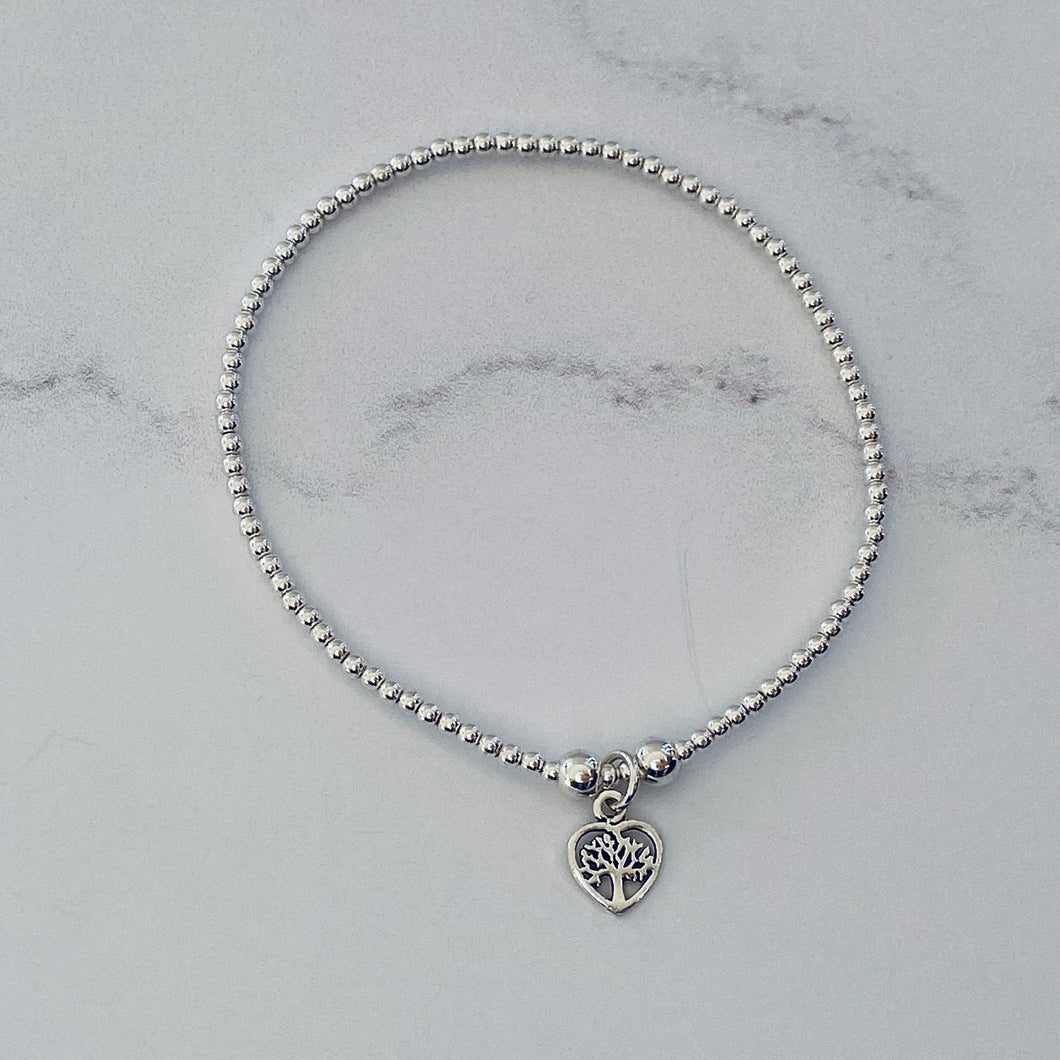 2mm Heart Tree of Life Bracelet