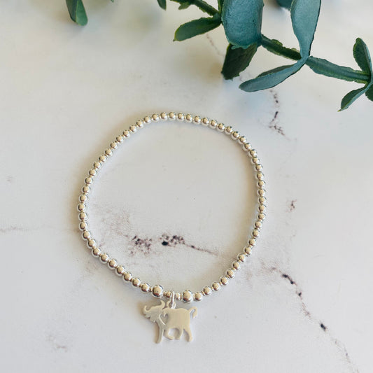 3mm & Heart Cut Out Buffalo Bracelet - Sterling Silver